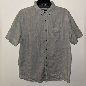 Nautica A Bit Trimmer Mens Size Large Button Up Shirt Short Sleeve Cotton Pocke